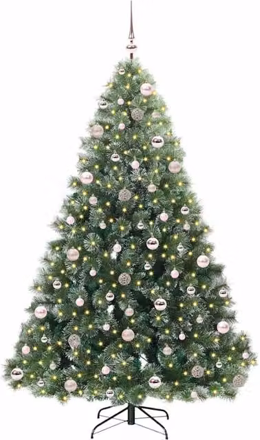 Berkfield Home Realistic Artificial Christmas Tree with 300 Warm White LEDs, Green, Height: 210 cm