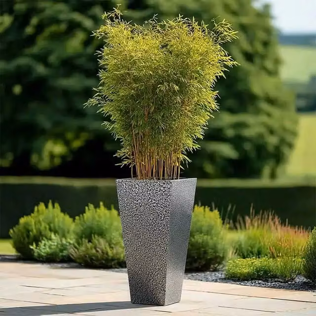 Access Garden Products Tall Tapered Square Planter, Galvanised Steel, Silver and Black, Height: 70 cm