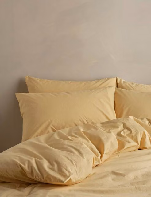 Bedfolk Pure Cotton Relaxed Duvet Cover in Yellow