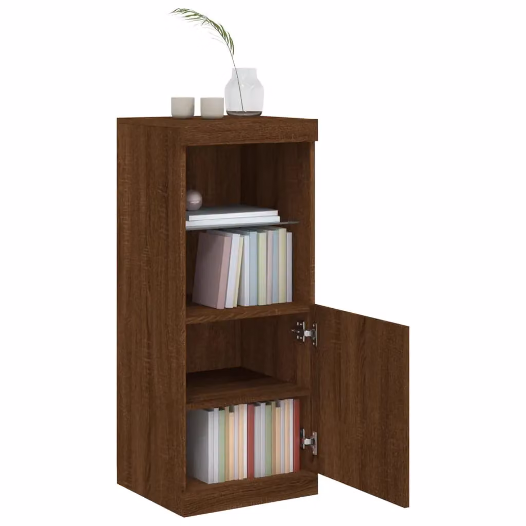 Berkfield Home Modern Oak Sideboard in Brown with Integrated LED Lights, W: 41 cm, D: 37 cm, H: 100 cm – 4