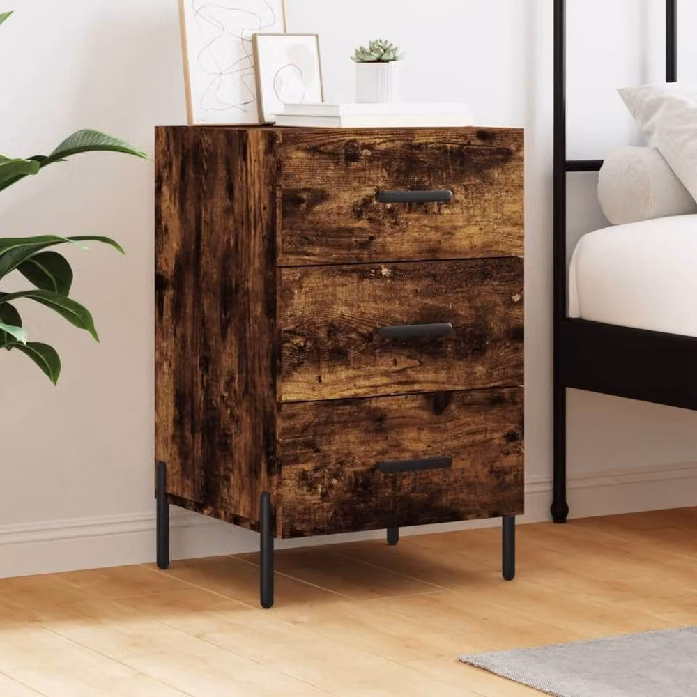 Berkfield Home Bedside Cabinet in Smoked Oak Brown, W/D/H: 40 x 40 x 66 cm – 2