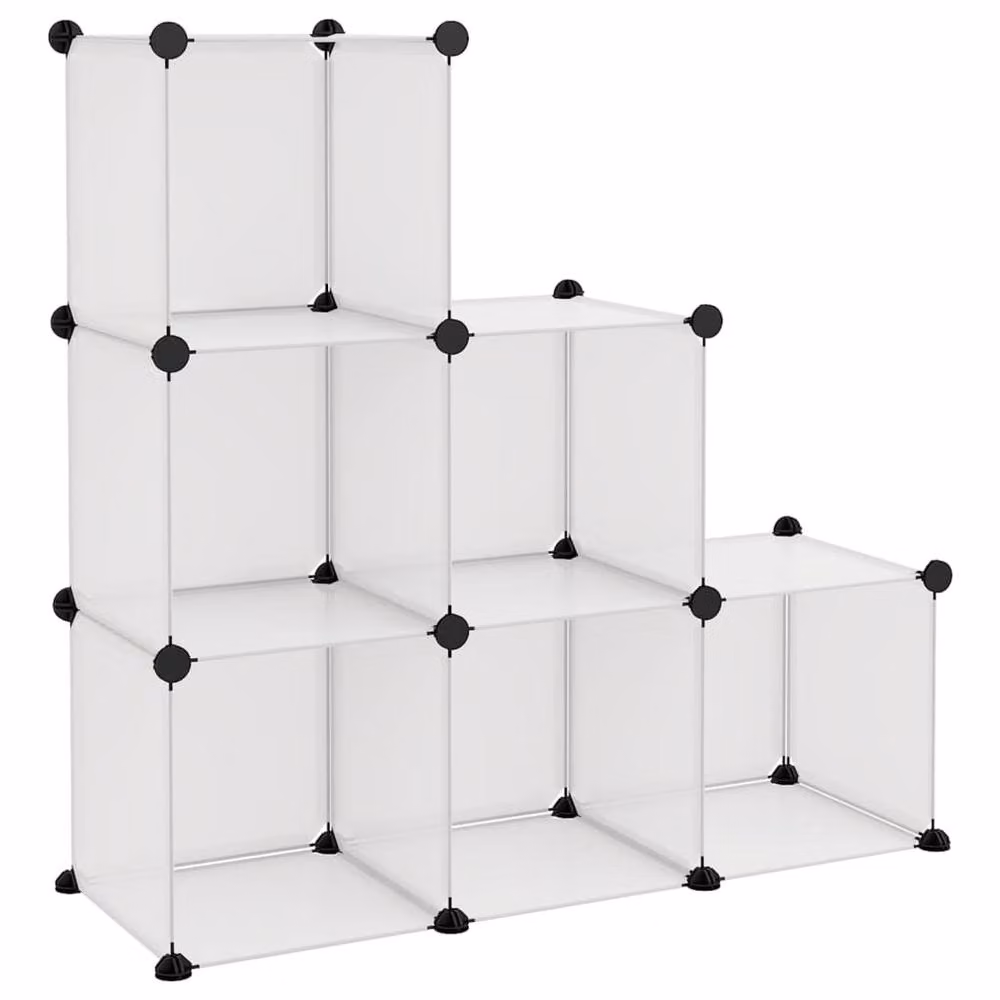 Berkfield Home 6-Cube Storage Organiser in Transparent Clear Plastic – 2