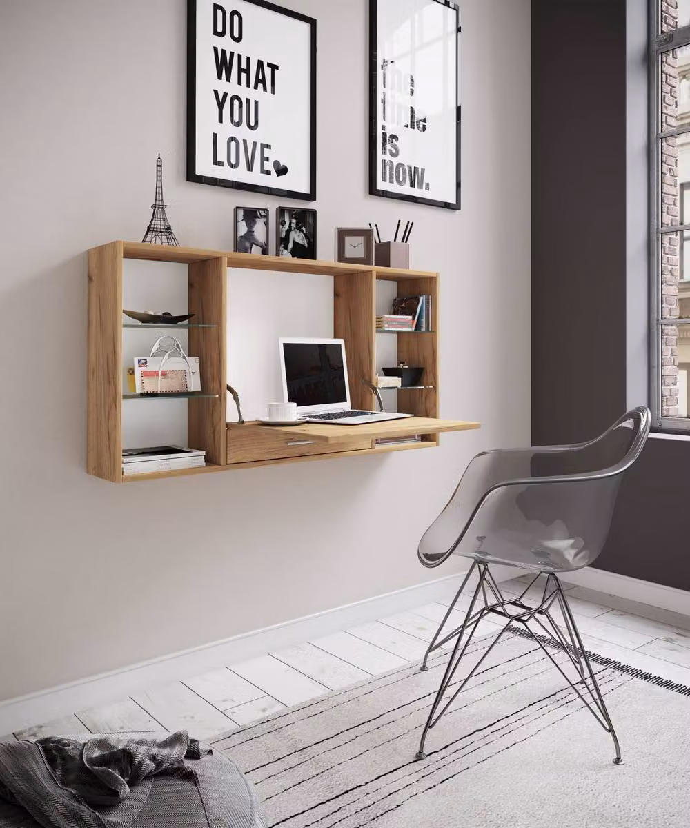 VCM Teala Folding Wall Desk in Light Oak Brown – 2