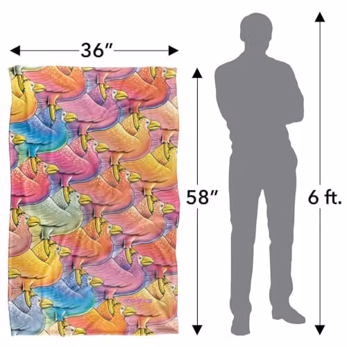 JQ Licensing Royce Mcclure Flocking Birds Pattern Super Soft Fleece Throw Blanket, Multicolour, W: 91 cm, D: 147 cm – 2