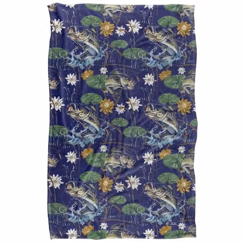 JQ Licensing Bass Fishing Tiki Super Soft Fleece Throw Blanket, Blue Multicolour, W: 91.44 cm, L: 147 cm – 1