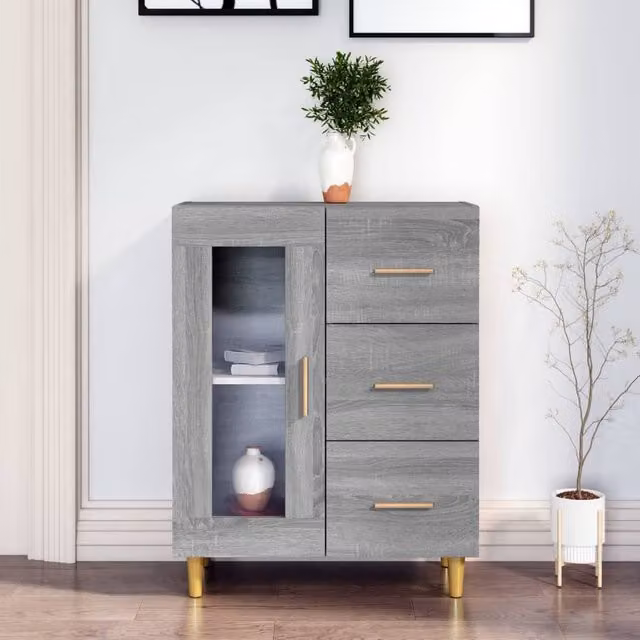 Berkfield Home Grey Sonoma Sideboard in Engineered Wood W/D/H: 69.5 x 34 x 90 cm