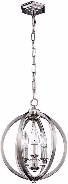 Elstead Corinne 3 Light Small Spherical Ceiling Pendant in Silver and Grey with Crystal and Metal Details, E14