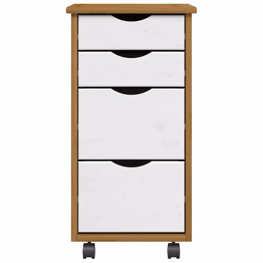 Berkfield Home MOSS Rolling Cabinet with Drawers in Honey Brown Solid Pine Wood – 3