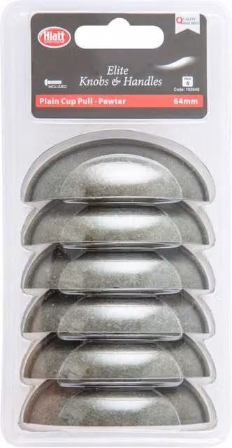 Hiatt Hardware Plain Cup Pull Handle in Matt Pewter Grey