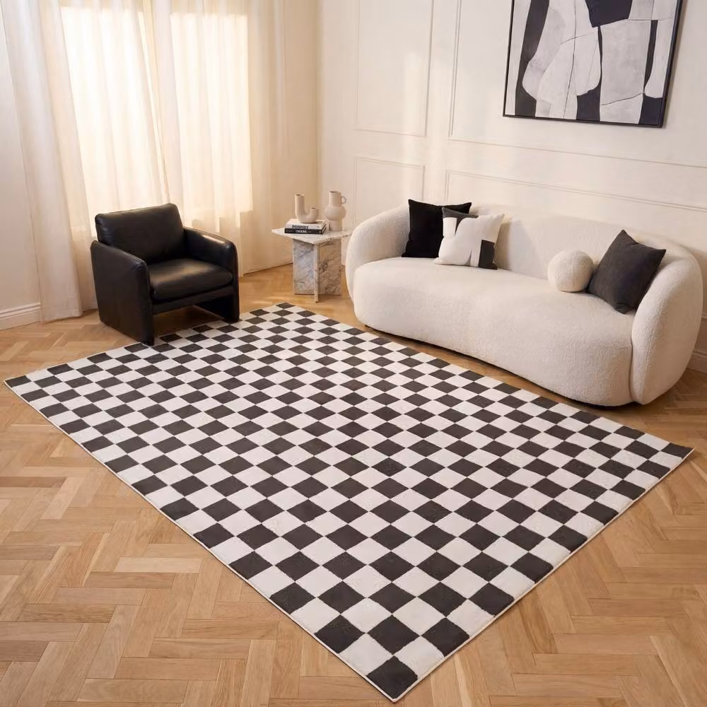 THE RUGS Loft Checkered Soft Pile Area Rug, Dark Grey, W: 80 cm, L: 150 cm – 3