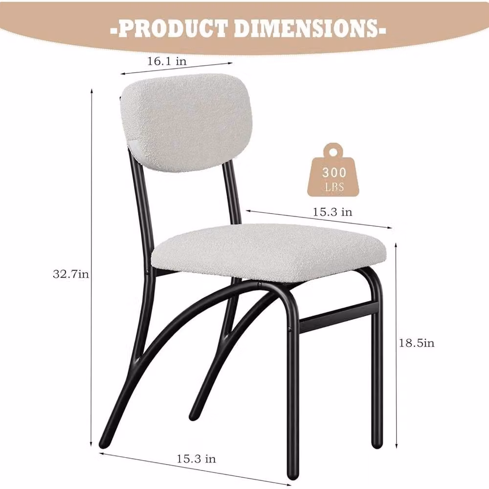 KORVIXA Set of 2 Grey Modern Lambswool Dining Chairs with Cantilever Metal Base – 2