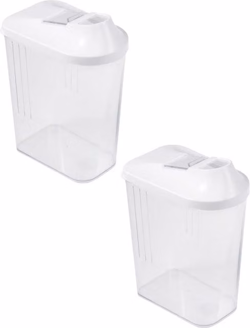 Keeeper Set of 2 Pouring Jars with Infinitely Adjustable Dispensing Lids, 1.5 l, Clear and White