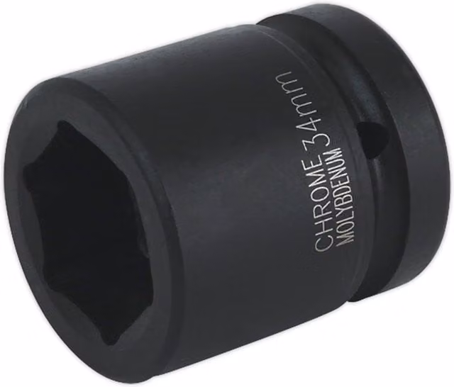 Loops 34mm Forged Impact Socket, 1 Inch Square Drive, Black Chromoly Molybdenum