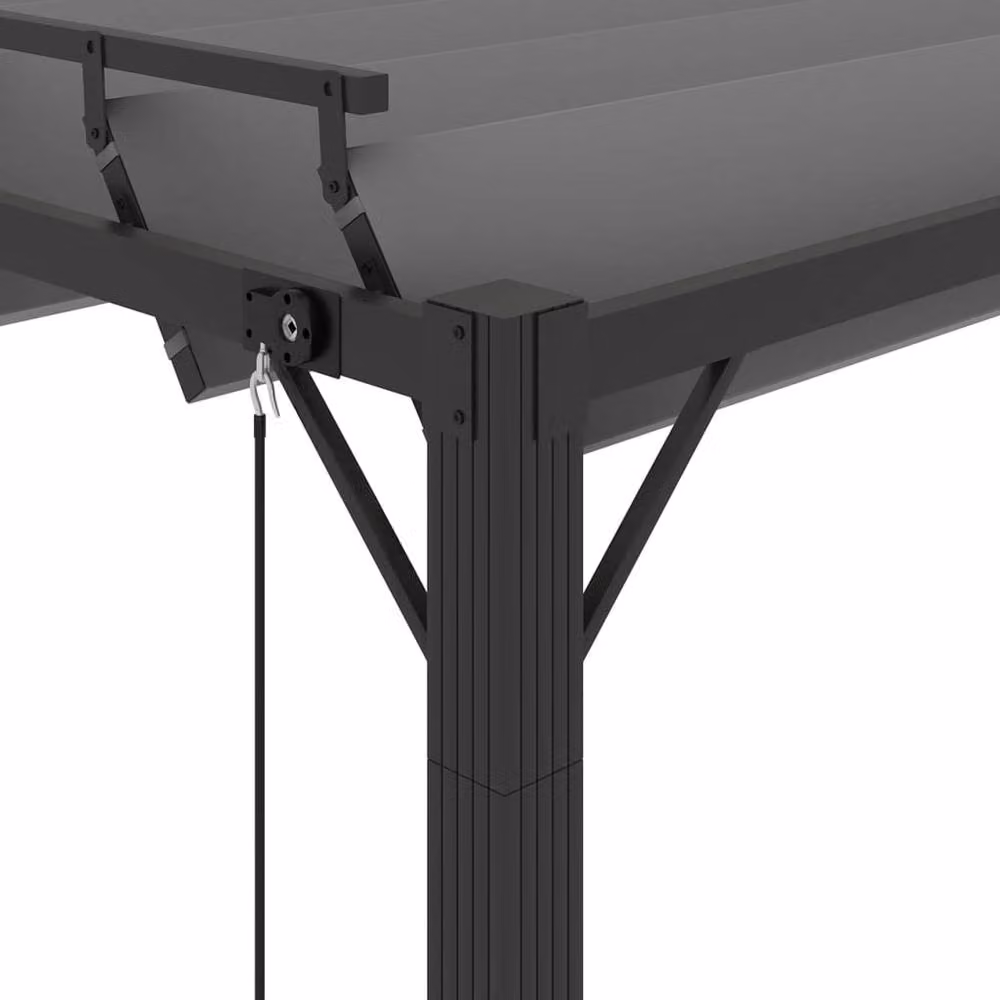 Berkfield Home Gazebo with Louvered Roof in Black Aluminium and Anthracite Fabric, W: 400 cm, D: 300 cm – 4