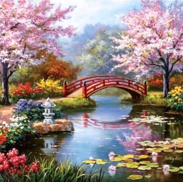 Syntego Cherry Blossom Paint by Numbers Kit in Multicolour and Yellow