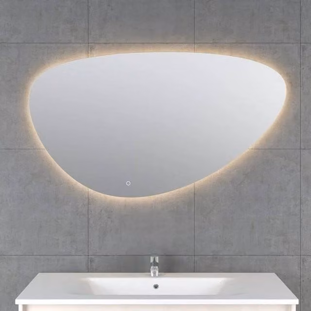 PAWNORA LED Bathroom Mirror in Silver, W: 120 cm, H: 68.7 cm