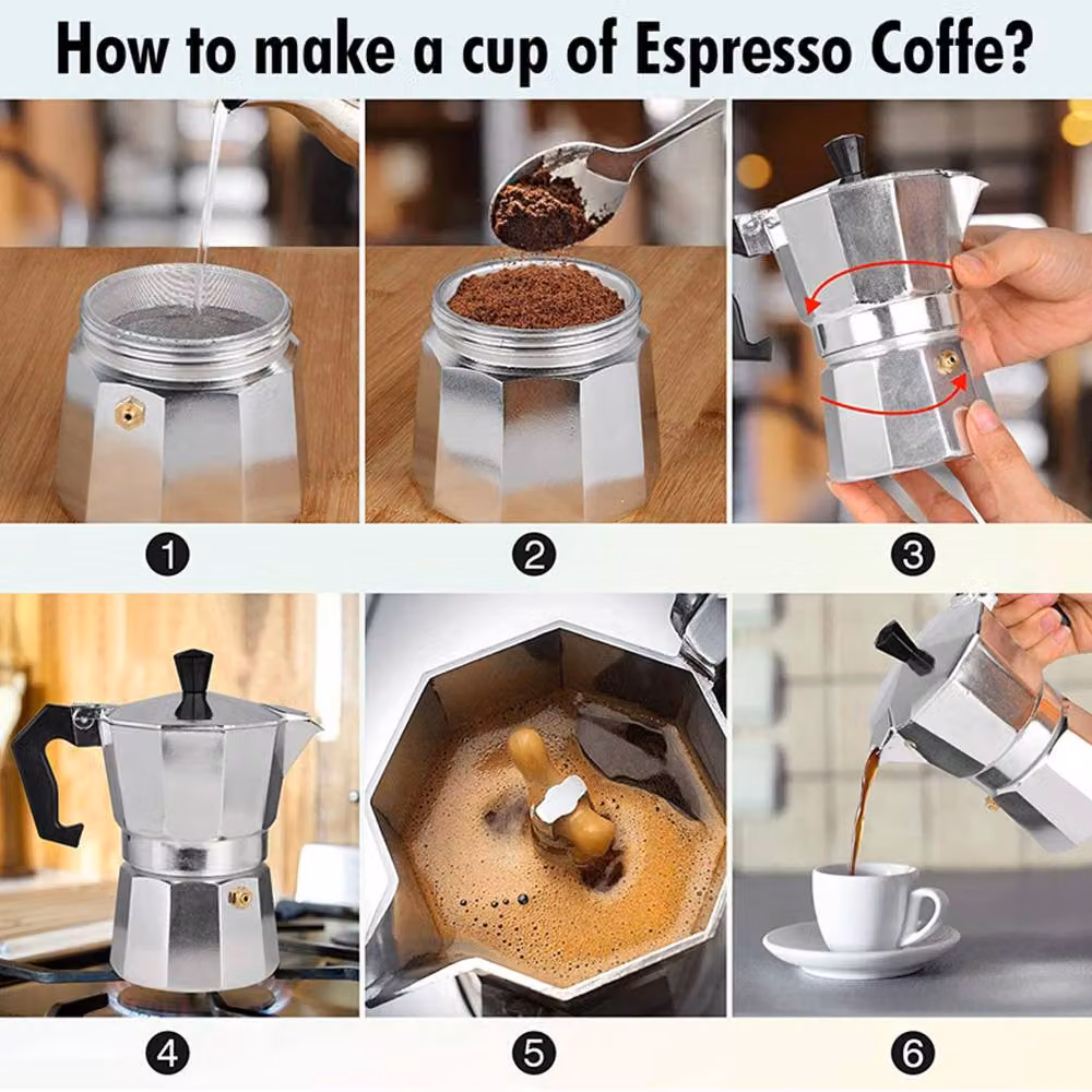 Living and Home Silver 12 Cup 600ml Stovetop Espresso Maker Italian Moka Coffee Pot – 8