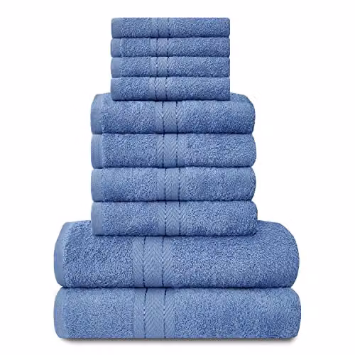 Gaveno Cavailia 10 Piece Egyptian Cotton Towel Set in Blue