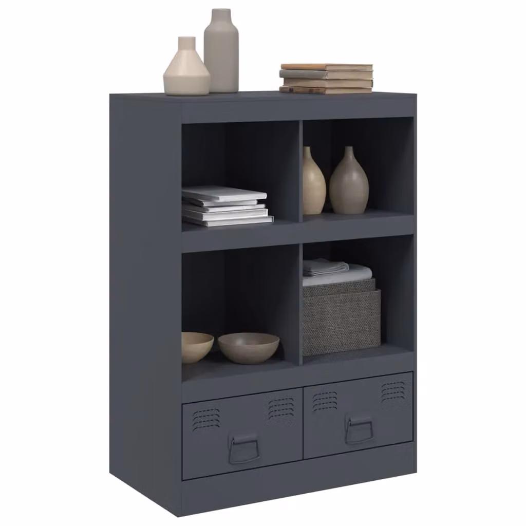 Berkfield Home Anthracite Steel Highboard, W: 67 cm, D: 39 cm, H: 95 cm – 4
