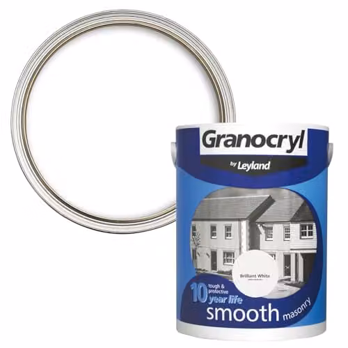 Leyland Granocryl Exterior Smooth Masonry Paint, White, 2.5L