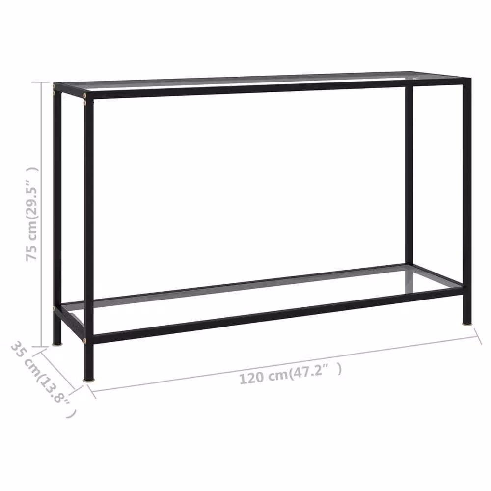 Berkfield Home Modern Transparent Tempered Glass Console Table, W/D/H: 120 x 35 x 75 cm – 3