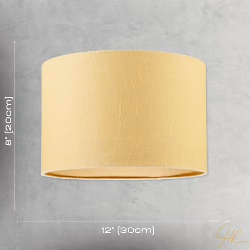 Happy Homewares Yellow Textured Linen Fabric Circular Lamp Shade W/D/H: 30 x 30 x 20 cm – 3