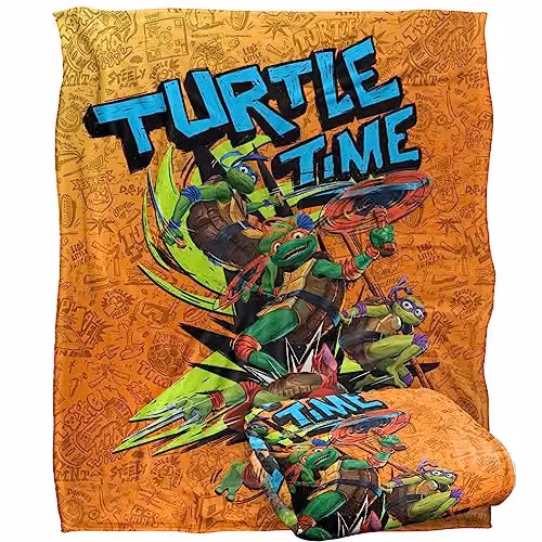LOGOVISION Teenage Mutant Ninja Turtles Mutant Mayhem Turtle Time Graffiti Super Soft Fleece Throw Blanket, Multicolour, W: 152 cm, D: 127 cm – 1