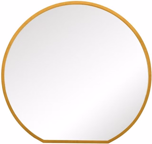 MirrorOutlet Modern Round Metal Wall Mirror in Gold and Black, Diameter: 100 cm