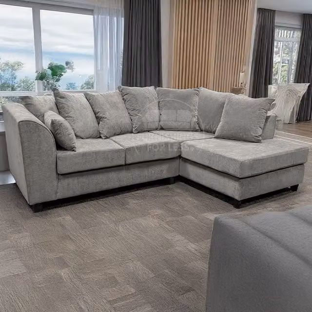 Furnishings For Less UK Casper Chenille 3 to 4 Seater L Shaped Corner Sofa, Right Hand Facing, Grey