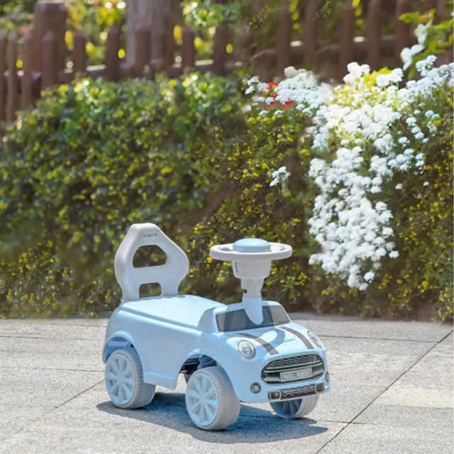 AIYAPLAY Toddler Slider Ride On Car with Air Horn in Blue