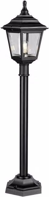 Netlighting Kerry Black Coastal Outdoor Post Lantern with Transparent Glass, IP44, E27