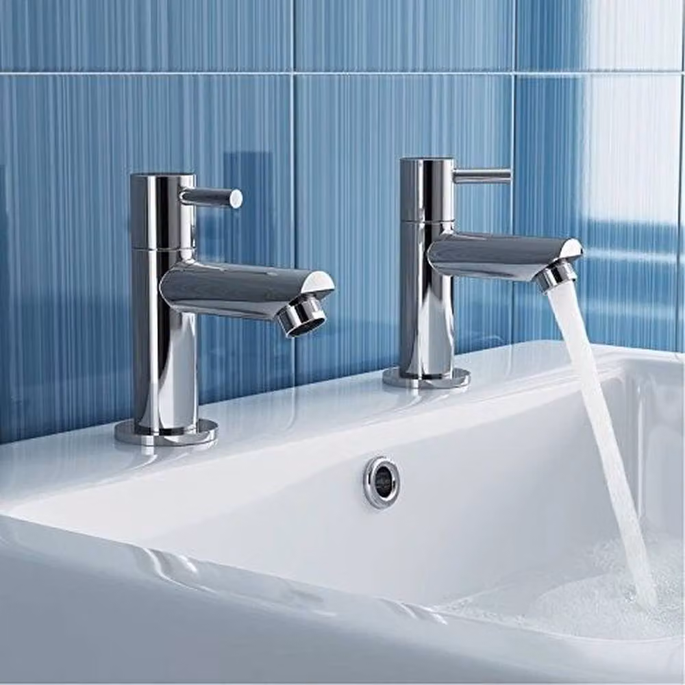 FLAVORA Modern Two-Handle Chrome Silver Bathroom Basin Faucet – 2