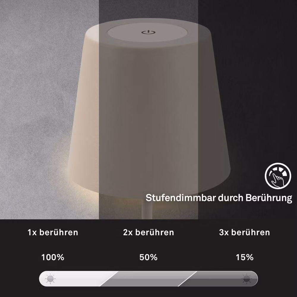 Briloner Beige LED Table Lamp Set of 2 Rechargeable Dimmable Height Adjustable Modern Lights for Garden and Terrace – 3