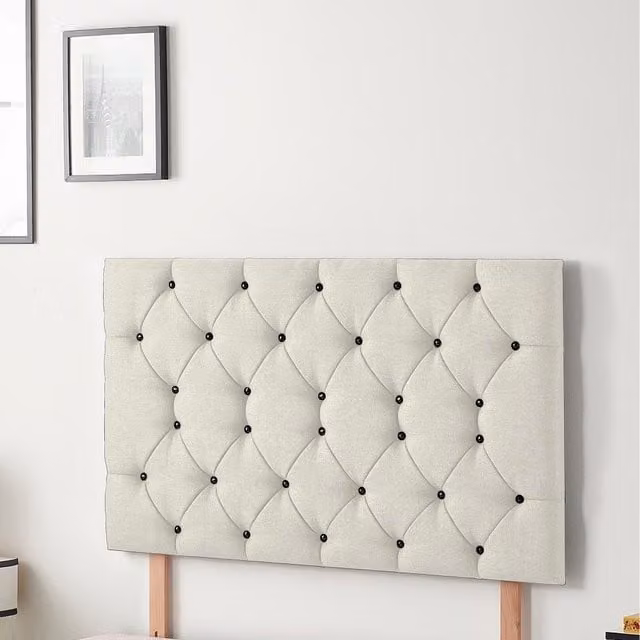 Somnior Beds Ltd Savoy Plush Velvet 32 Inch Divan Headboard in Ivory King Size