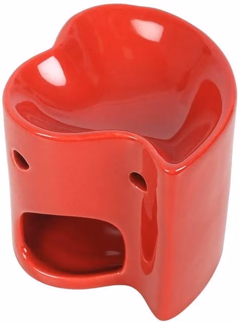 Something Different Red Heart Ceramic and Metal Tabletop Oil Burner – 1