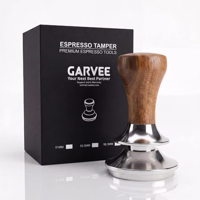 London Boutique Brown Stainless Steel and Wood 53.5mm Espresso Coffee Tamper – 1