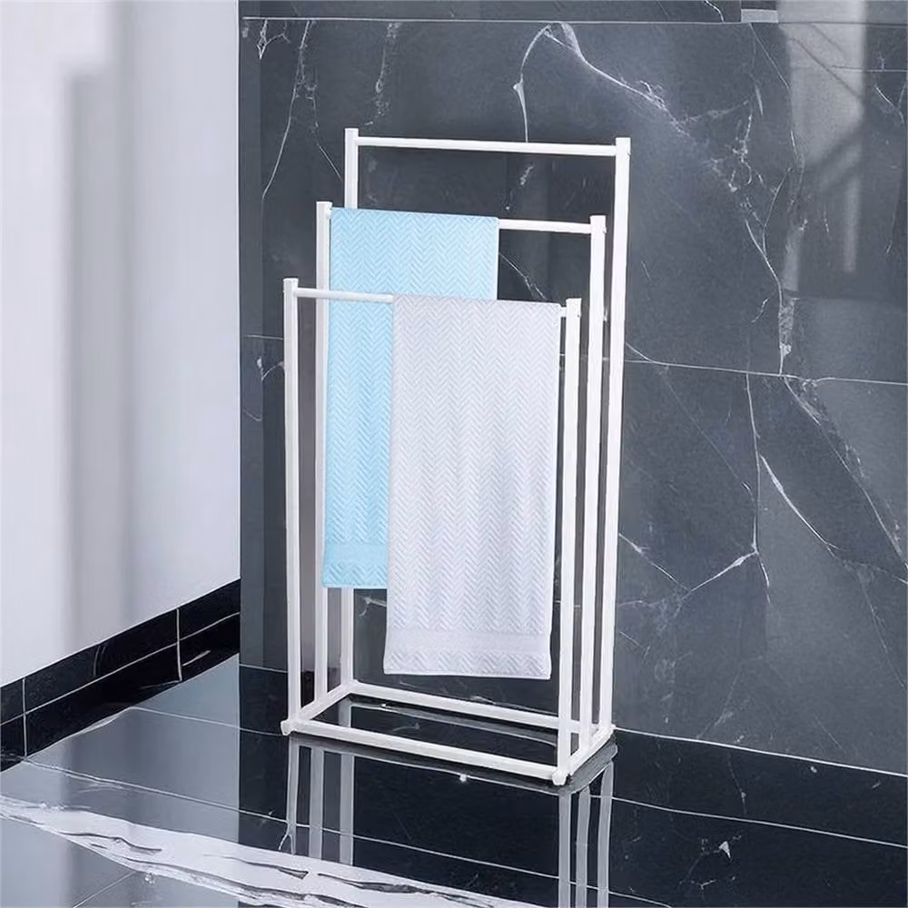 Nordara White 3-Tier Metal Freestanding Bathroom Towel Rack, Width: 45 cm, Height: 75 cm – 3