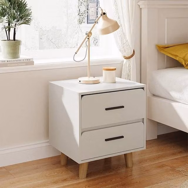 EONLION White 2 Drawer Wooden Bedside Table Cabinet for your Bedroom, Width: 100 cm – 1
