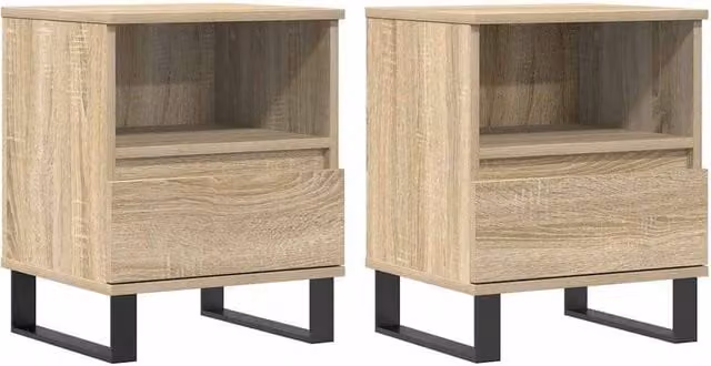 Berkfield Home Set of 2 Sonoma Oak Bedside Cabinets in Light Tan, W/D/H: 40 x 35 x 50 cm – 1