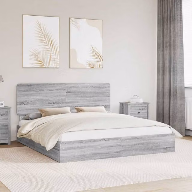 Berkfield Home Grey Sonoma Storage Bed with Drawers, W/D/H: 180 x 200 cm, Engineered Wood