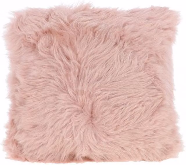 Fenland England Real Sheepskin Fluffy Square Cushion in Pink, W/D/H: 40 x 40 x 40 cm