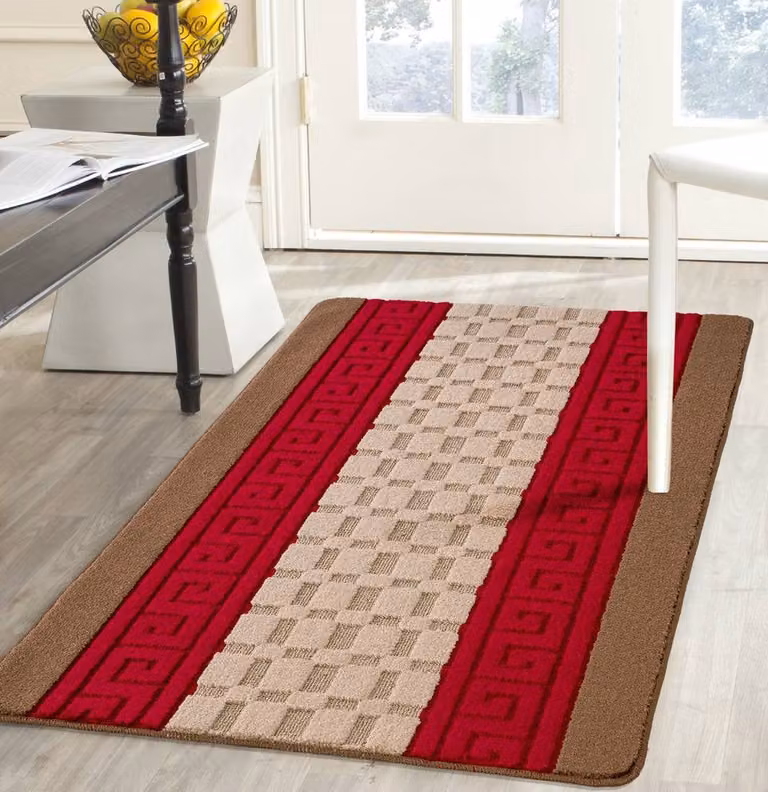 Smart Living Non Slip Heavy Duty Machine Washable Striped Door Mat in Brown, W/D/H: 60 x 40 cm