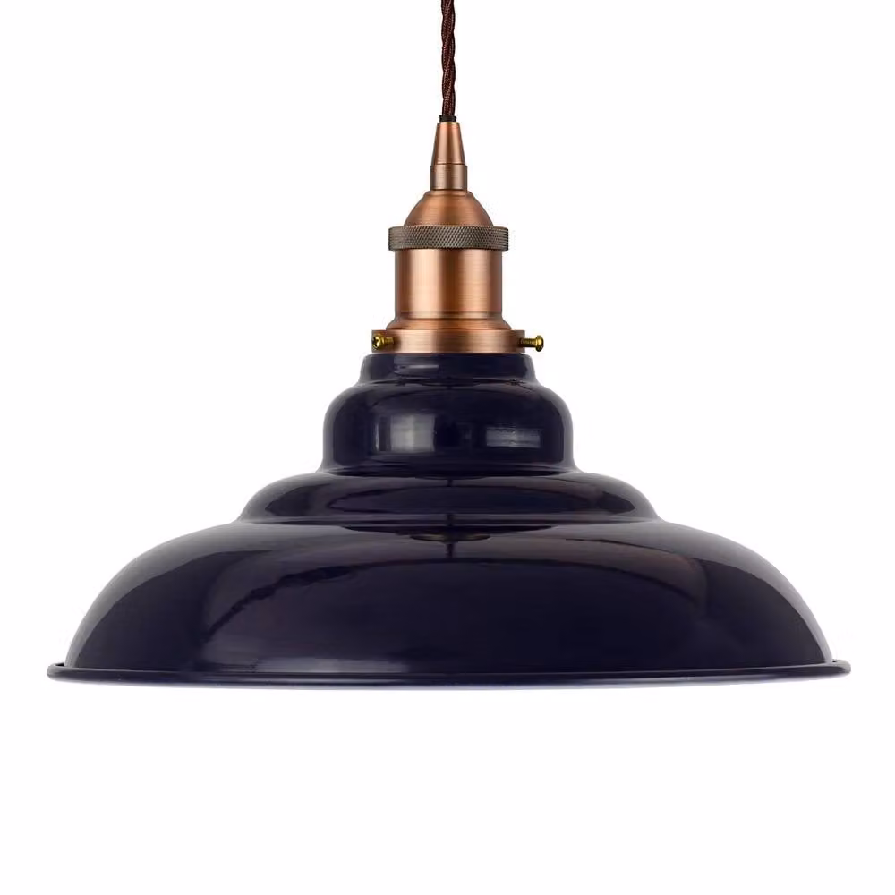 SE Home St Edmund's Navy Blue and Matt Antique Copper Pendant Light