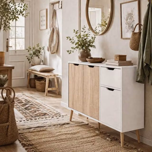 Wyld Haus Surinam Natural Wood Effect Sideboard with 3 Drawers and 3 Cupboards, W/D/H: 152 x 40 x 72 cm