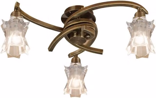 Netlighting Alaska 3 Light Ceiling Downlight in Antique Brass and Bronze with Transparent Glass