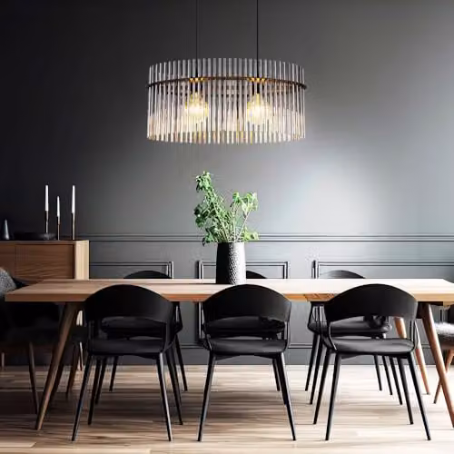Globo Lighting Modern Suspended Pendant Light with Smoke Grey Glass and Black Metal, 2x E27, H 140 x W 60 x D 23 cm – 4