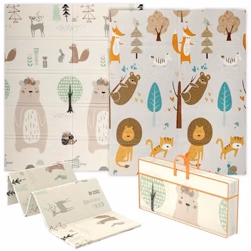 AIYAPLAY Reversible Animal Theme Baby Play Mat, Multicolour XPE Foam, W: 177 cm, D: 146 cm, H: 1.5 cm