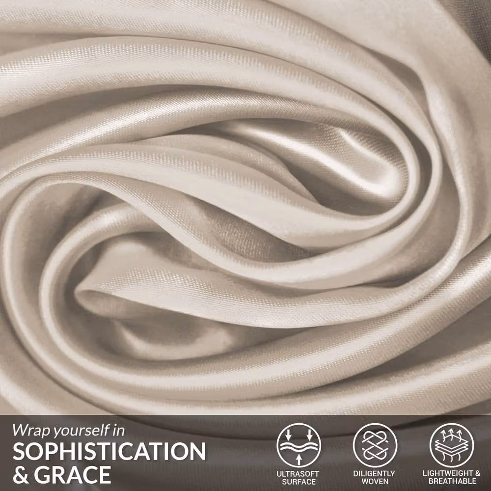 Grace 2 Pack Super Soft Mako Satin Silk Pillow Cases in Taupe, W: 50 cm, H: 75 cm – 2