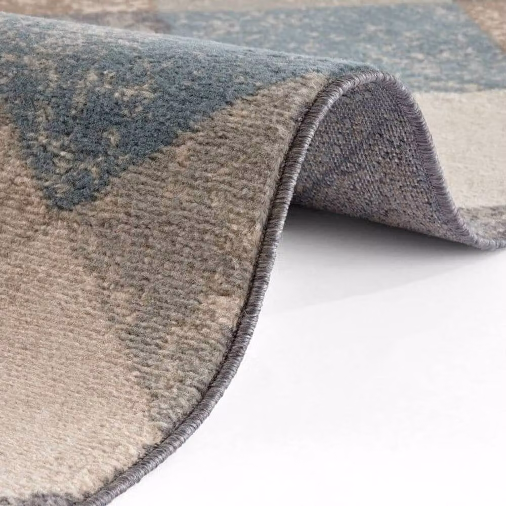 THE RUGS Terrain Bakke Designer Shortpile Geometric Rug in Beige and Multicolour, W: 80 cm, L: 200 cm – 2