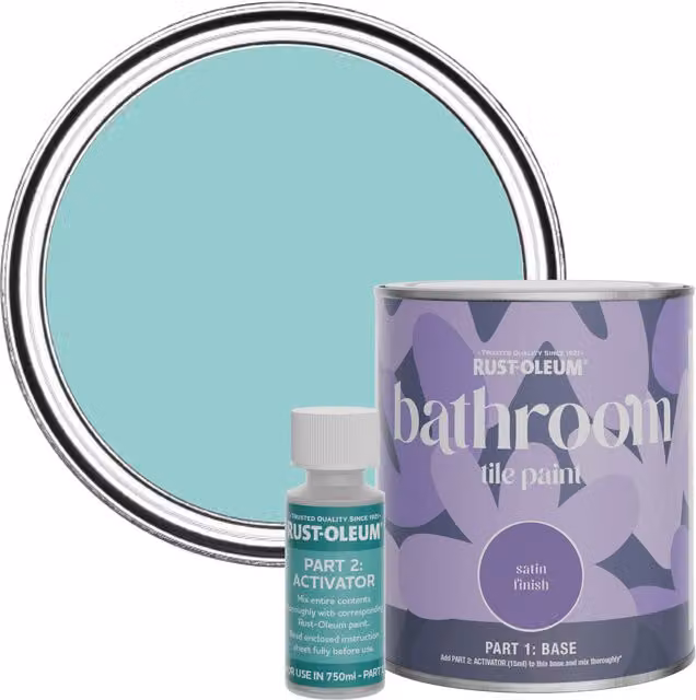 Rust-Oleum Satin Finish Bathroom Tile Paint, Petrol Blue, 0.75 l